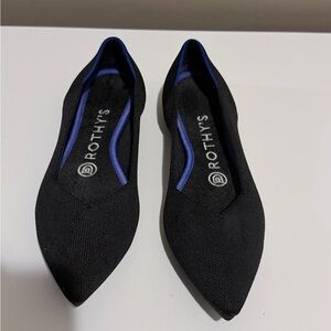 Rothy's Black Flats with Blue Accents